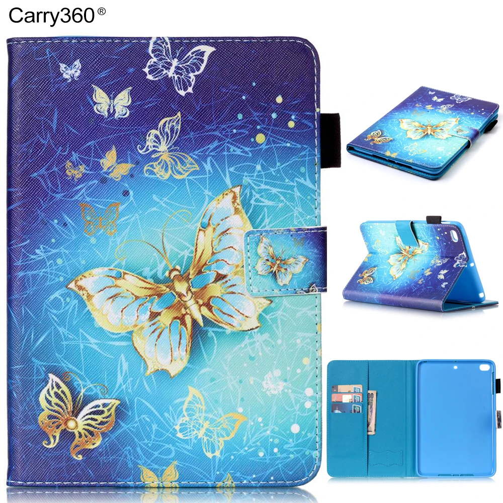 Carry360 For iPad Mini 2 Case Butterfly Flower Print PU Leather Case
