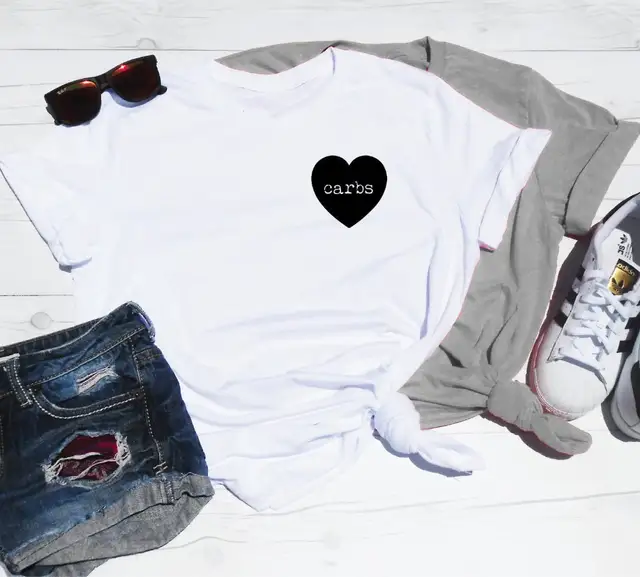 Online Shop Heart Carbs Shirt Cute Graphic Women Fashion Grunge