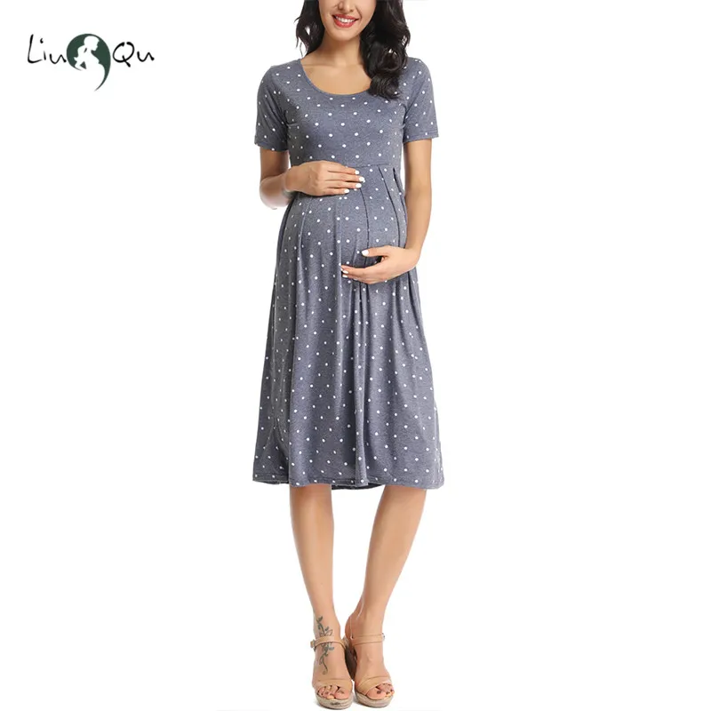 Women Summer Pleated Polka Dot Loose Swing Casual Midi Maternity Dress Pregnancy Dress Short Sleeve Knee Length Pregnant Clothes
Women Summer Pleated Polka Dot Loose Swing Casual Midi Maternity Dress Pregnancy Dress Short Sleeve Knee Length Pregnant Clothes