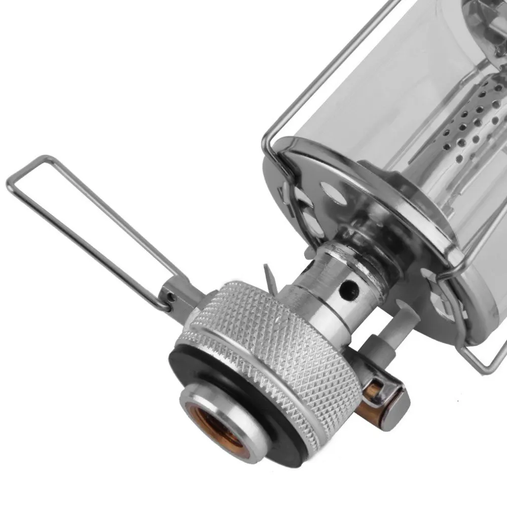 Acampamento ao ar Butano para Viagens Mini 80lux Livre Lanterna Portátil Tenda Alumínio Gas Light Lamp Torch Hanging Vidro da Lâmpada Chaminé 6 tocha pendurado lâmpada vidro butano chaminé para viagens