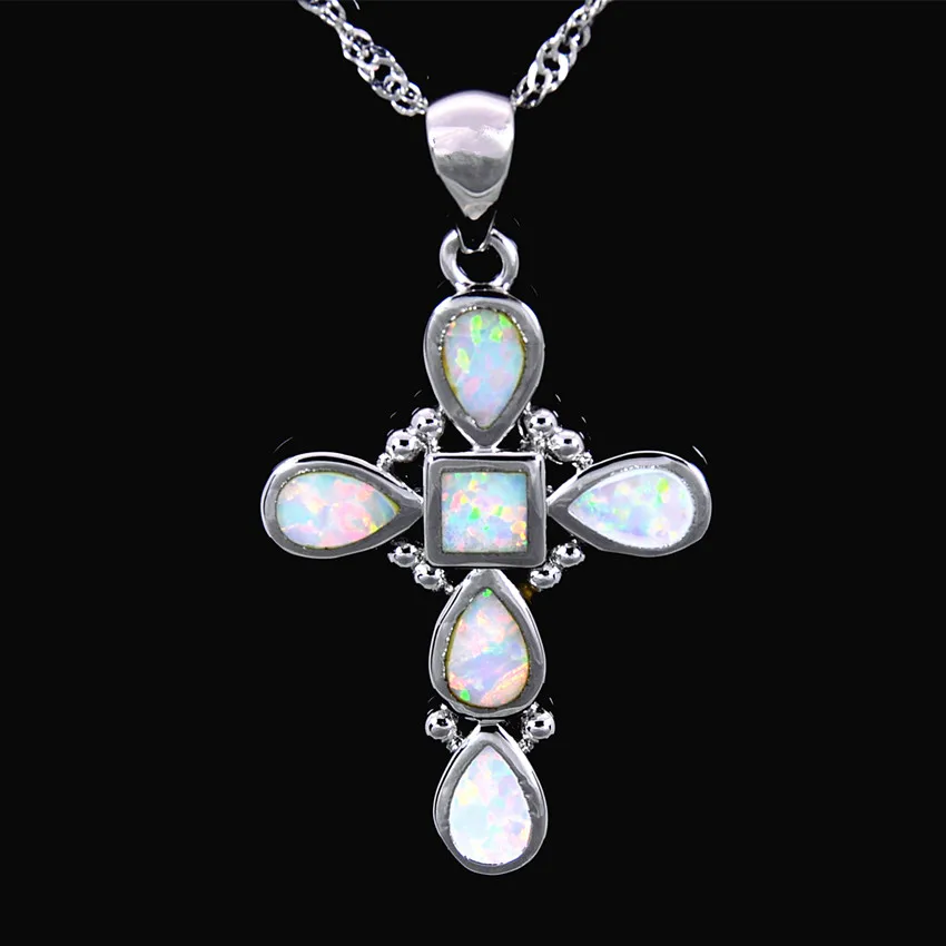 

Wholesale & Retail Fashion Jewelry Fine White Fire Opal Stone Cross Sterling Sliver Pendants For Women PJ17082721