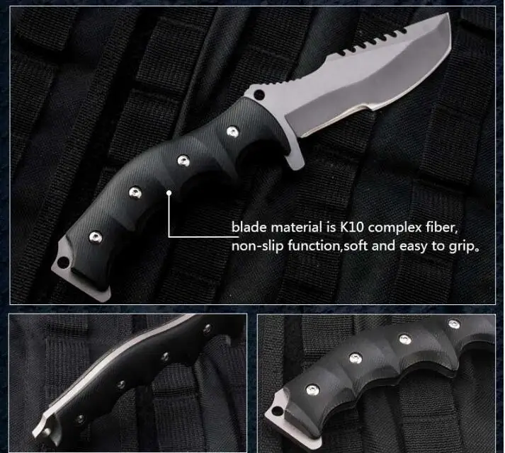HX открытый 440C Клинок K10 ручка фиксированный нож KYDEX футляр для выживания на