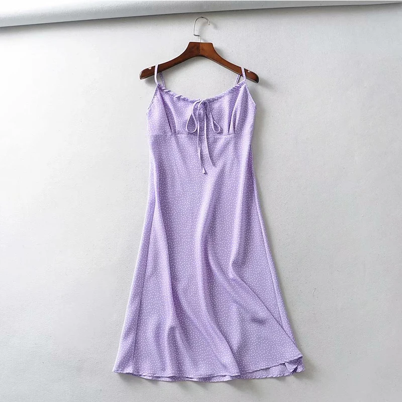 Women's Clothing Dress 2019 Polyester Polka Dot Small Lace-Up Chest A-Strap Dress Ms Summer Street Sexy Slim Fit Clothing