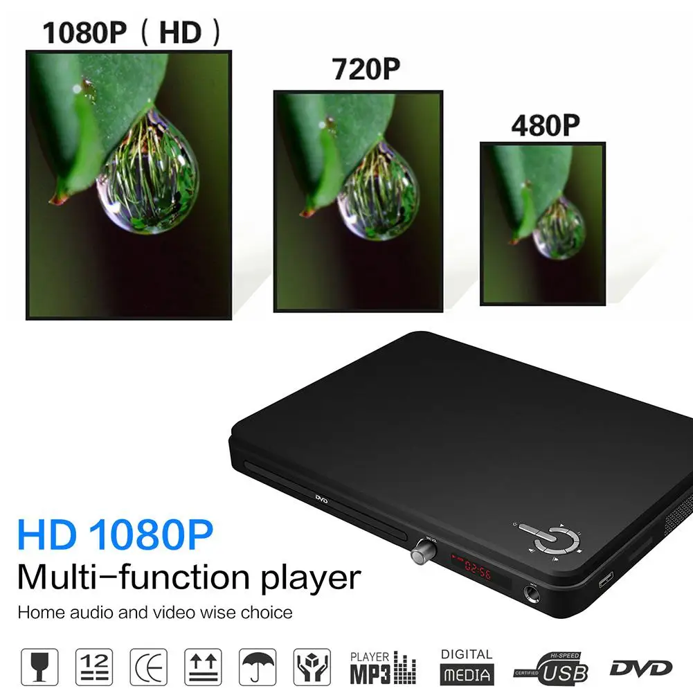 

1080P 260 DVD Player HD Mini Home DVD Player EVD Player Learning DVD Player CD Player Home Movie Theater Tool AV Line For TV