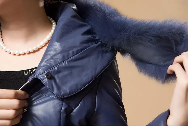 Plus Size Winter Warm Parkas For Women 4XL 5XL Fur Hooded Leather Overcoat Female Large Size Thicken Down Cotton Coat Ds50277