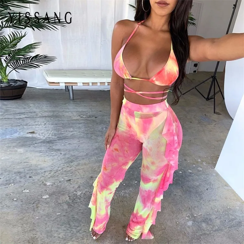 

2019 New Stitching Printed Sexy playsuit Female Gauze Trousers playsuit Two-piece plus size playsuit