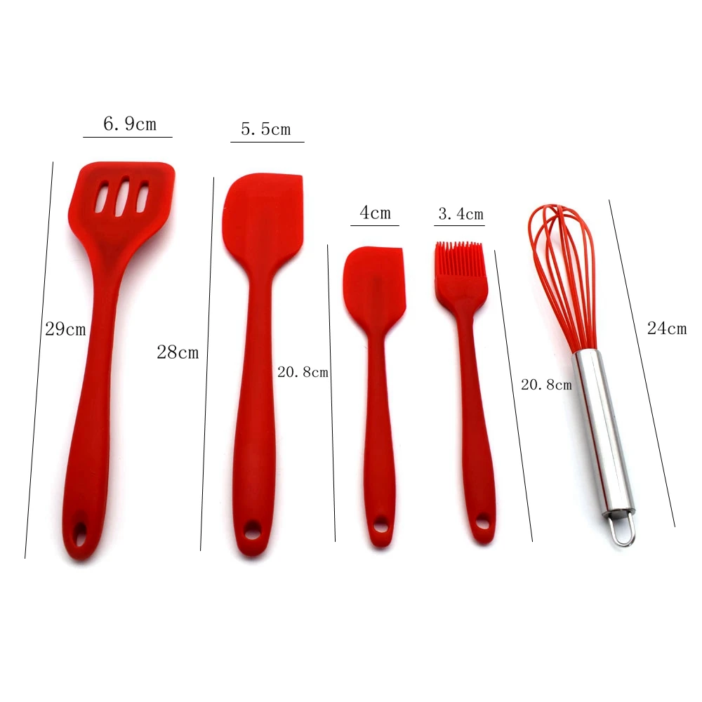 Sweettreats FDA Approved Silicone Cooking Tools Silicone Kitchen Utensils Set (5 Pieces) in Hygienic Solid Coating
