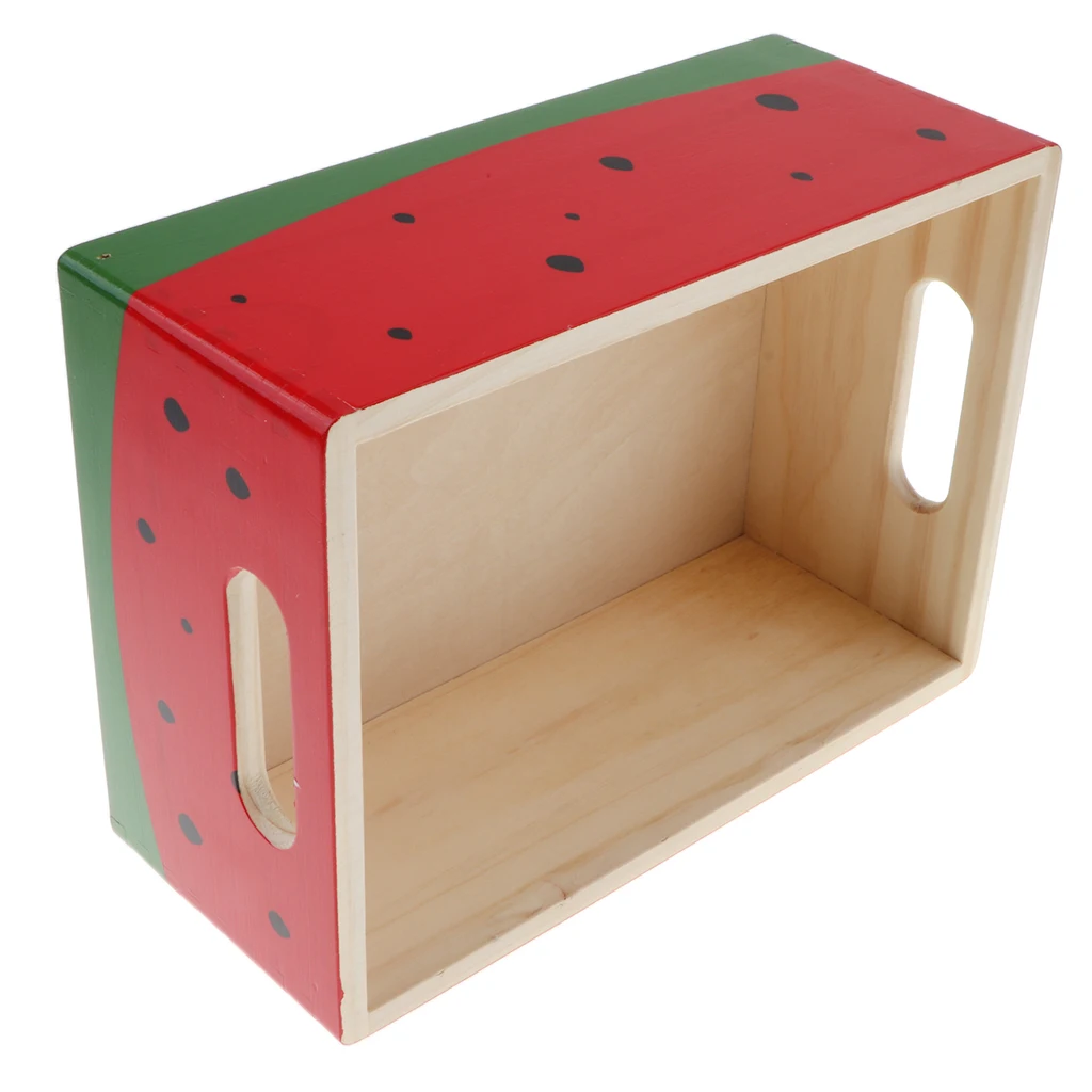 =Wooden Watermelon Storage Box for Ketchup Play Food Kitchen Pretend Play Cooking Props Chef Role Play Preschool Toys