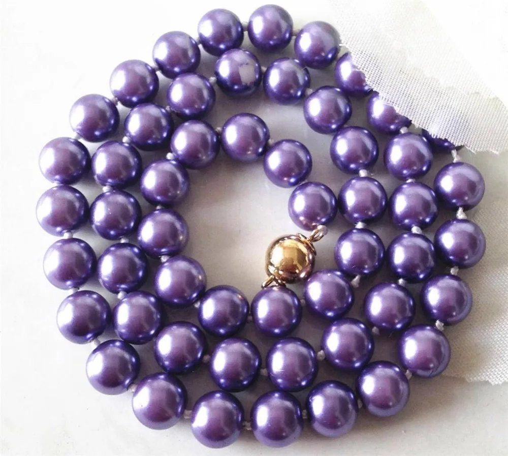 

Fashion Jewellery 14K 12mm Purple South Sea Shell Pearl Necklace 18"AAA style Fine Noble real Natural free shipping