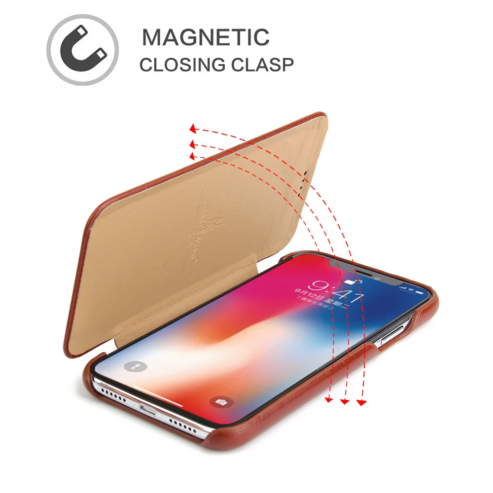 Newisdom для iphone X чехол из натуральной кожи XS Max Флип защитный XR кожаный iPhone7 plus 8