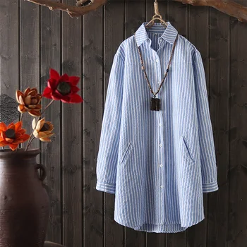 

2018 spring summer women long striped shirts long sleeved large loose casual blouse outwear tops