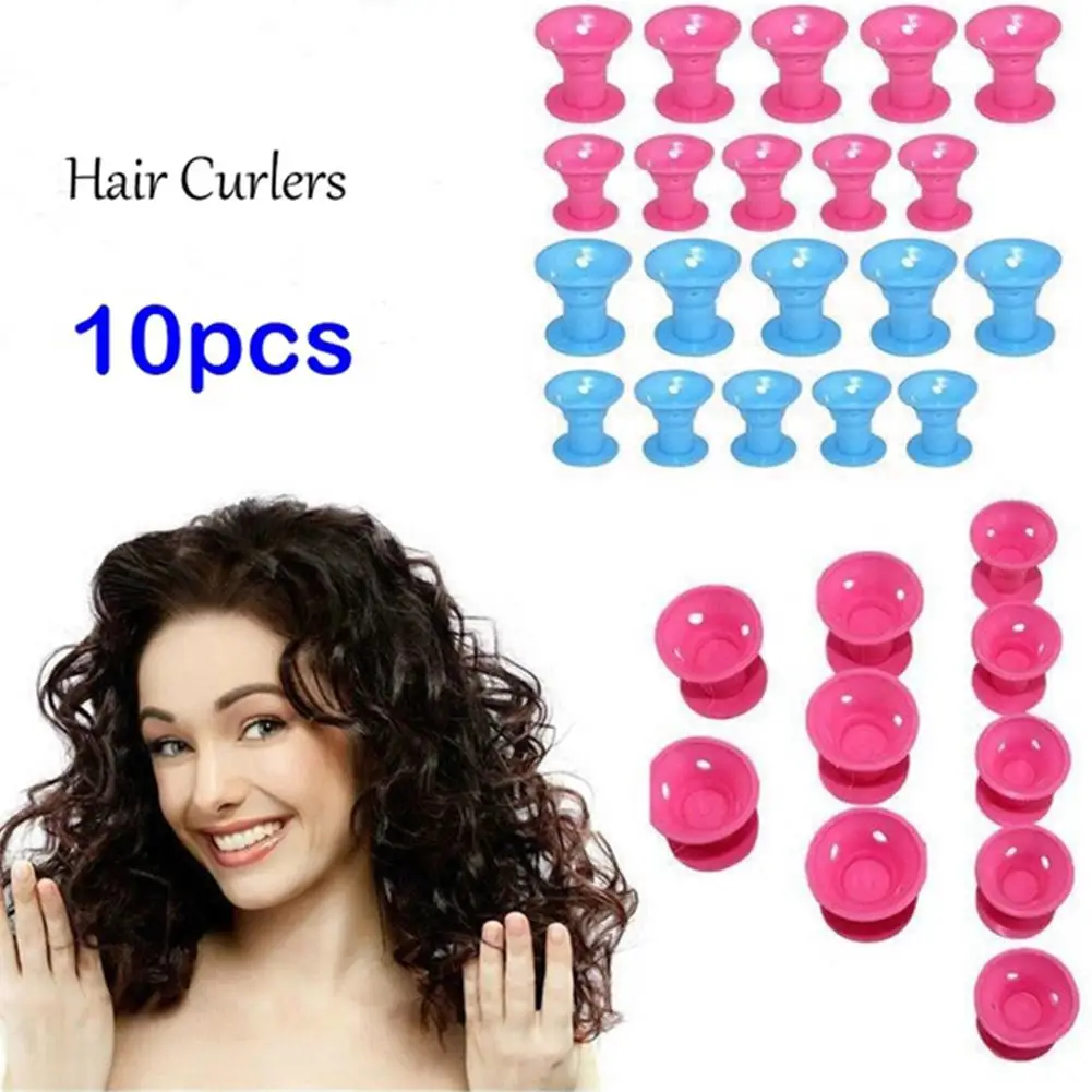 

HOT ITEM! 10Pcs Soft Silicone No Heat Hair Curlers Rollers DIY Mini Hairstyling Tools
