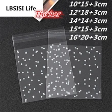 100 pçs/lote mais grosso rosa azul branco ponto pontos translúcidos doces de plástico biscoito sacos embalagem cupcake embalagem saco auto adesivo