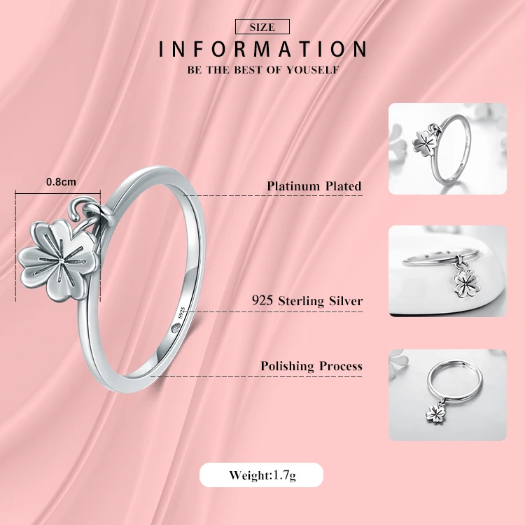 Modian минималистичное очаровательное модное кольцо в виде цветка клевера, настоящее 925 пробы Серебряное изысканное Винтажное кольцо для женщин, хорошее ювелирное изделие