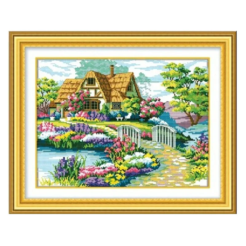 

Needlework,DIY DMC Cross stitch,Sets For Embroidery kits,scenery clock home decor Counted Cross-Stitching