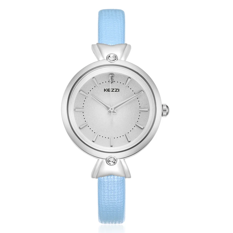 

Kezzi Brand Women Quartz-watch Elegant Crystal Fine Leather Strap Gold Plated Big Thin Dial Girl Dress Wristwatch (WJ-6276)