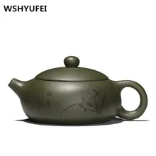 Чайник Исин натуральная фиолетовая глина винтажный чайник все ручной работы Zisha каменный совок горшок небольшой емкости НЕОБРАБОТАННАЯ руда черные чайники