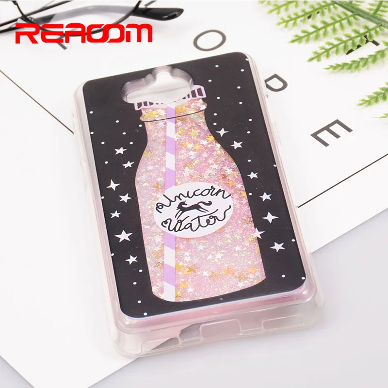 Reaoom for Huawei Y5 Y6 2017 Case Glitter Dynamic Liquid Colorful Star Quicksand Cute Bottle Unicorn Cover |