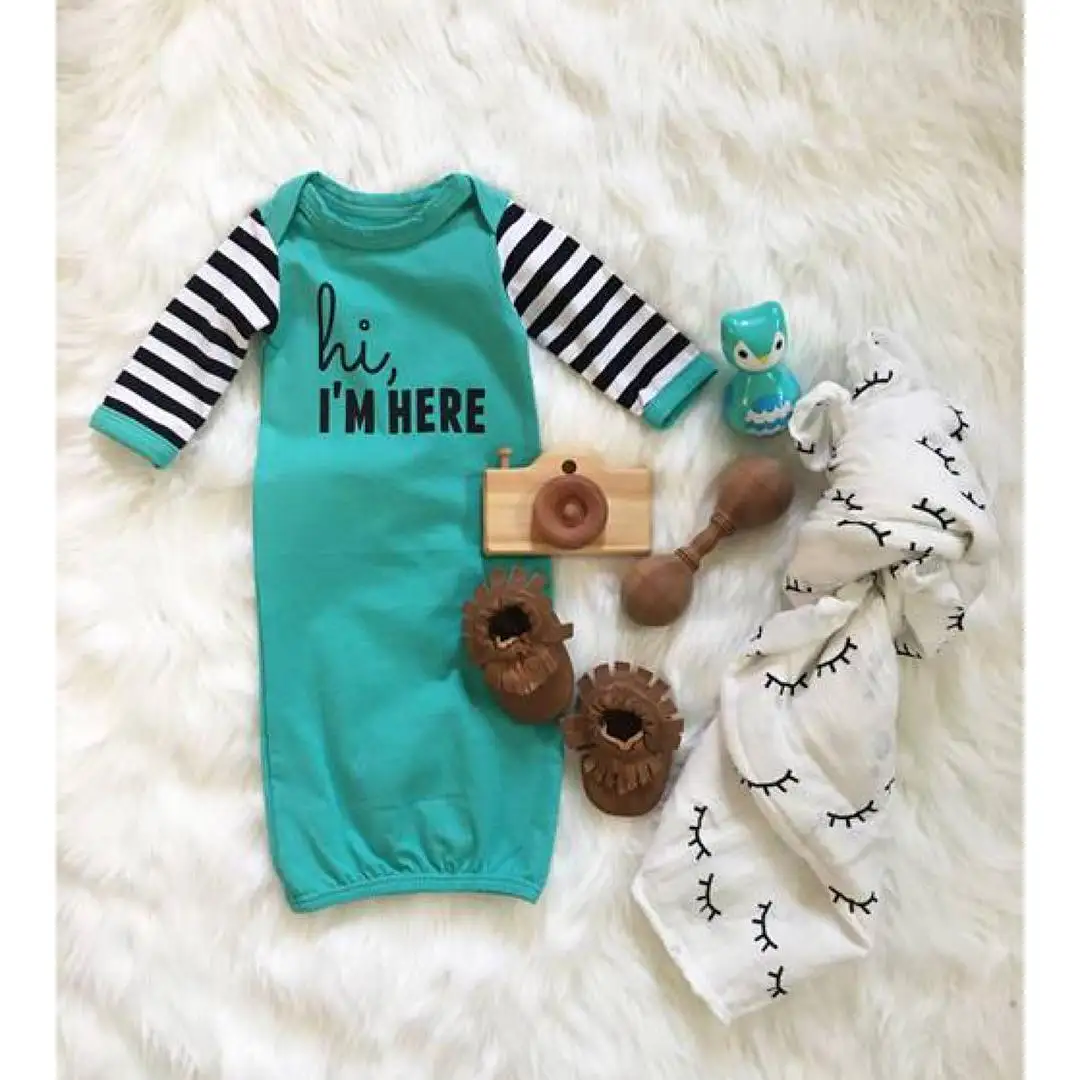 Одежда для новорожденных девочек, комбинезон, хлопковый спальный мешок, одежда для сна+ шапка, комплект из 2 предметов, от 0 до 18 месяцев