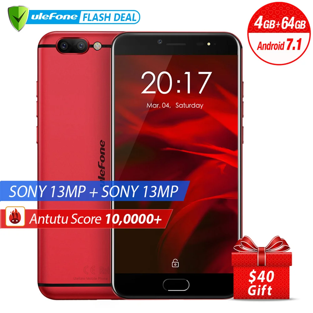 Ulefone Gemini Pro Dual Camera Smartphone 5.5 inch FHD MTK6797 Deca Core 4GB+64GB Fingerprint ID 4G mobile phone