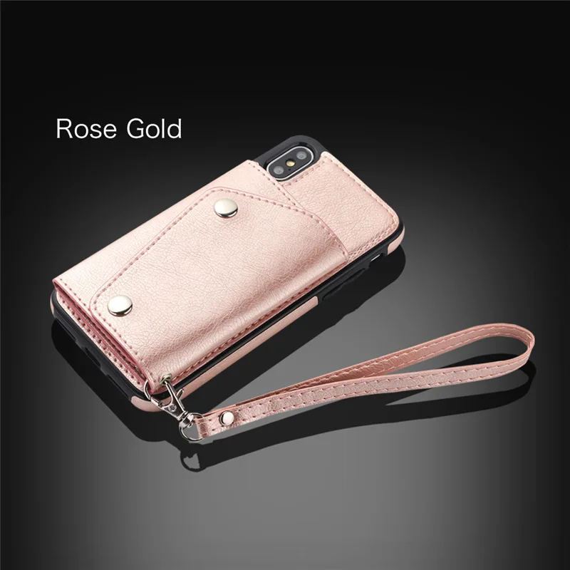 Роскошный кожаный чехол для iPhone 11 Pro XS Max X XR 6 6s 7 8 Plus, флип-кошелек, держатель для карт, защитный чехол для телефона, Mujer Coque - Цвет: Rose gold