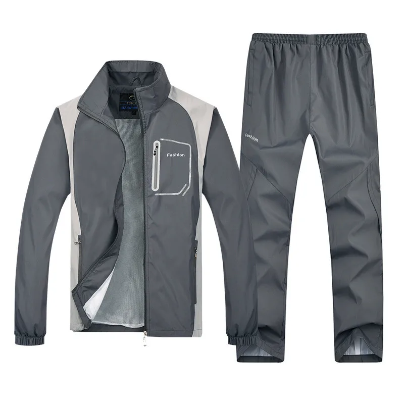 

Mens Tracksuit Outwear Set 2 Pieces Spring Autumn Sporting Track Suit Male Sweatshirts Jacket+Pants Sportswear Sets Size L-5XL