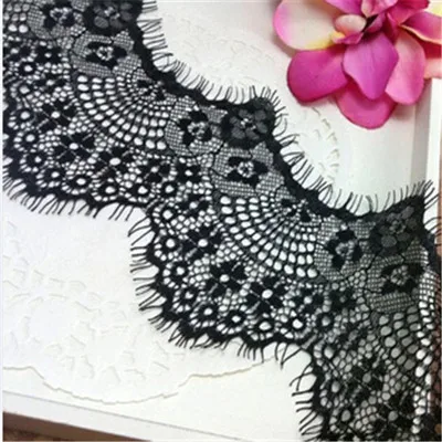 Free shipping Polyamide Eyelash Lace Fabric Lace Trim Black White Multipurpose Garment DIY Tools 300cm x 10cm 1 Piece - Цвет: black