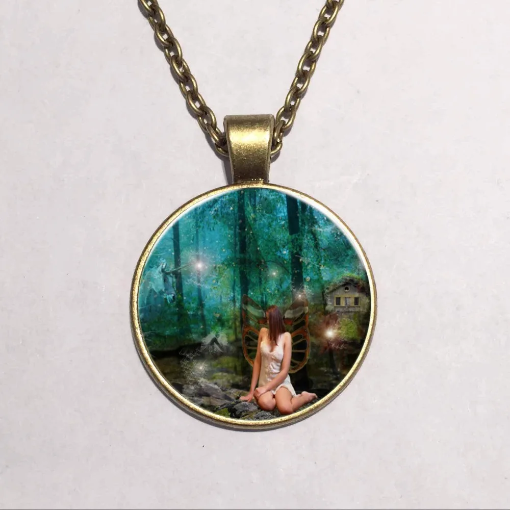Handmade glass cabochon Fairy necklace Fairy pendant Fairy jewelry