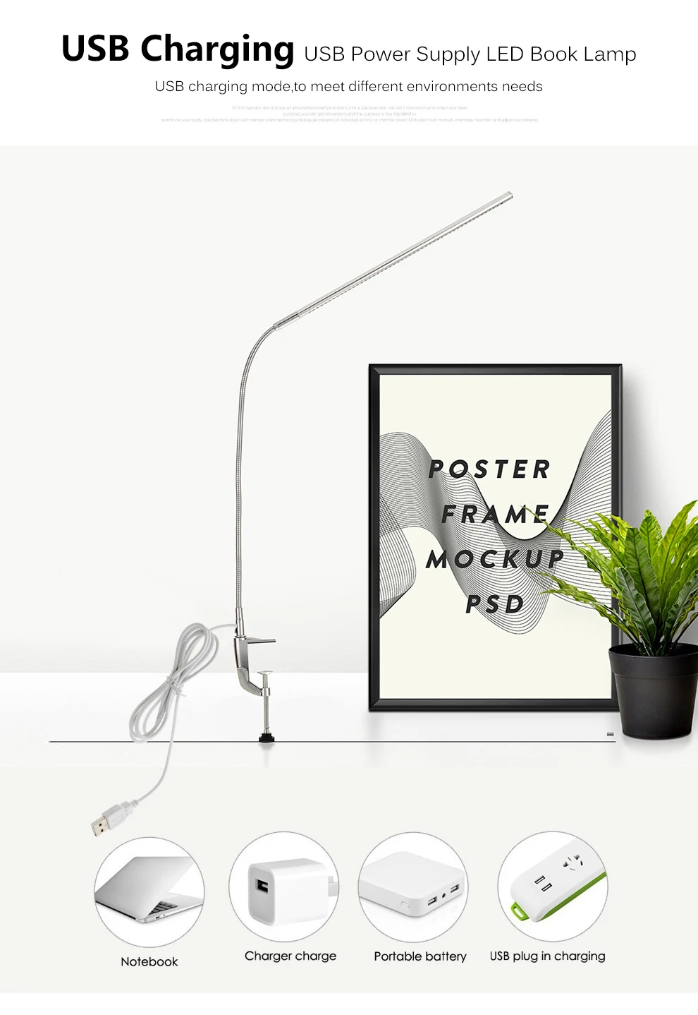 Conduziu a Lâmpada de Estudo do Trabalho Lâmpadas de Mesa de Escritório Proteção para os Olhos Luz de Leitura. Braço Longo Leds Braçadeira Montar Usb Flexível 48 4 Cheap Luminária de mesa