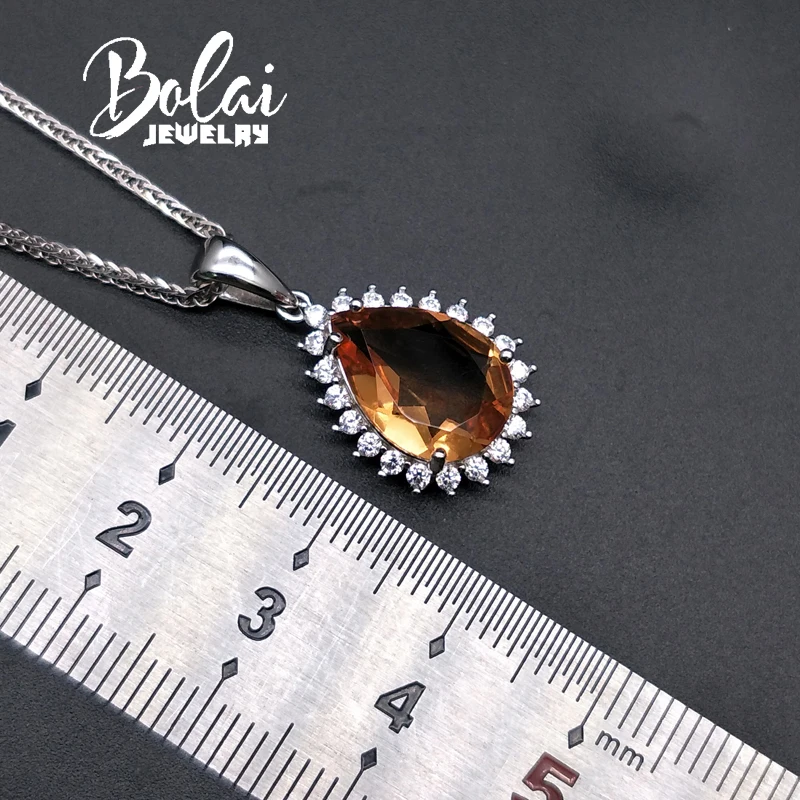 Bolaijewelry, zultanite кулон Груша 9*13 мм простой стиль 925 серебро, созданное изменение цвета, модные украшения для девочек