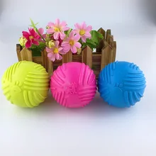 Green Blue Red Elastic Pet Ball Toys Squeaker For Small Pet Cheap Cat Toys Bright Puppy Toy Round Squeaker Ball Cat Toy Teaser