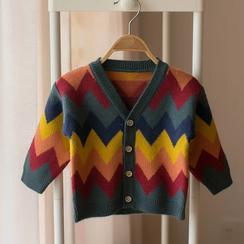 

2019 Autumn Winter Boys Sweater Kids Baby Children Infants Boy Cardigan Knitwear Knit Sweaters Coat Outwear S9359