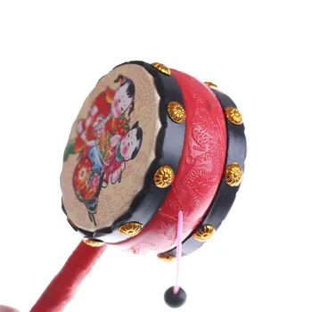 

Plastic Rattle Pellet for Child Kids Gift Drum Cartoon Musical Instrument Toy
