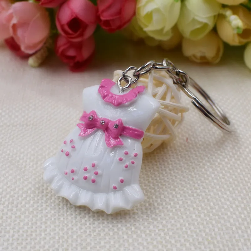

FREE SHIPPING+Baby Christening Gift Cute Baby Girl Dress Design Pink Keychain Baby Shower Favors For Guest+100pcs/Lot