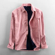 Мужская осенняя и зимняя Модная брендовая полосатая свободная Флисовая теплая Толстая рубашка с длинным рукавом в японском стиле, мужская повседневная синяя розовая рубашка