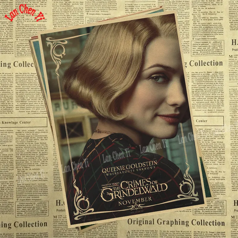 Фантастические звери: плакат из крафт-бумаги "The Crime of Grindelwald" для украшения дома, декоративная печать на стену