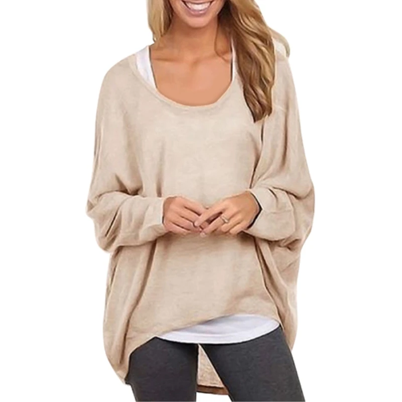 

Fashion Women Long Sleeve Knitted Sweater Jumper Pullover Casual Loose Baggy Top