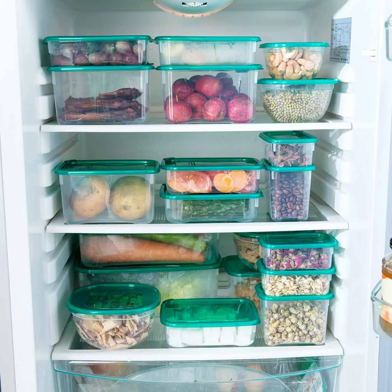 

20Pcs/Set Sealed Rectangle Crisper Refrigerator Plastic Green Lid Food Storage Boxes Preservation Box Container Kitchen Supply