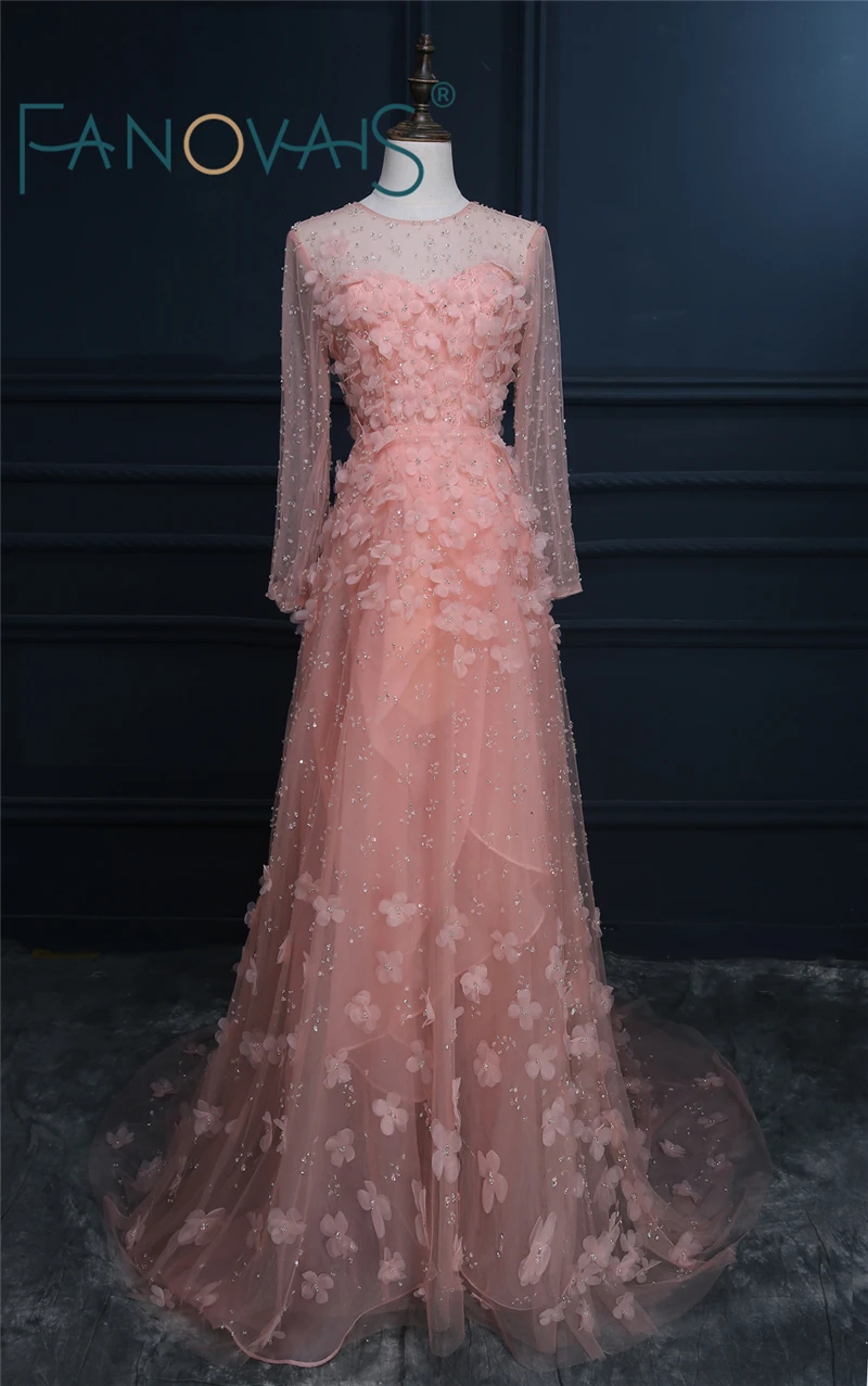 vestido longo rose manga longa