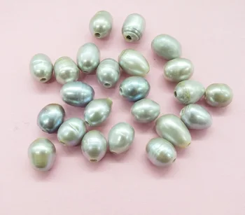 

Free ship!!! 500piece 9-10mm 2mm hole gray color loose rice freshwater pearl beads for DIY jewelry