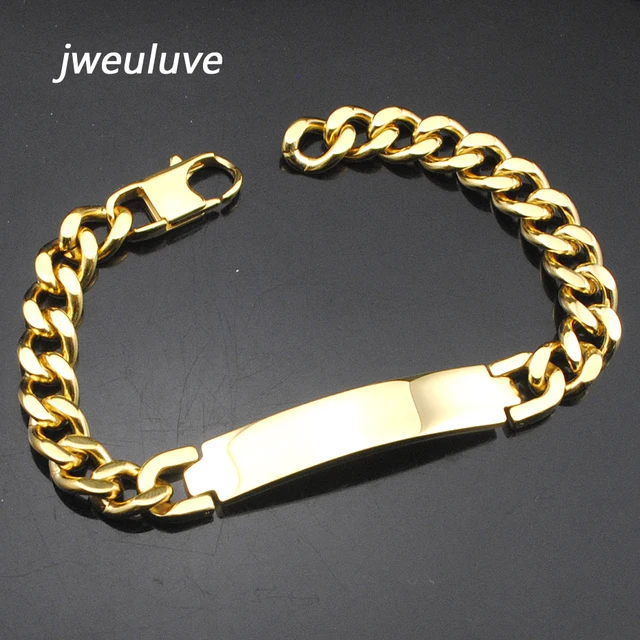 AMUMIU Identification Bracelet Wholesale Hot Sale Jewelry Stainless steel ID Bracelet For Men ...