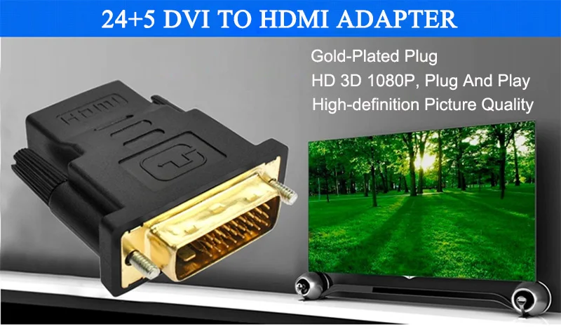 1 шт. DVI 24+ 5 Мужской к HDMI Женский конвертер HDMI к DVI адаптер Поддержка 1080P для HDTV lcd дропшиппинг
