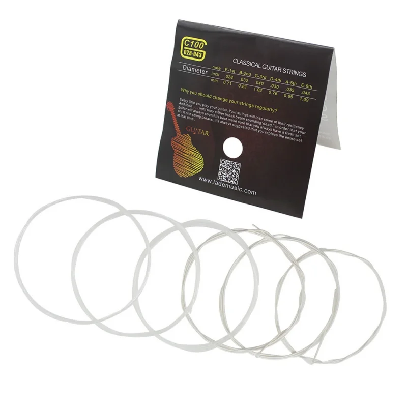 

Classical Guitar Strings c100 Nylon Strings Silver (Set Of Six Strings) Guitar String Instrument Accessories