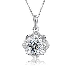 JEXXI Luxurious Pendant Necklace Charm CZ Flower 925 Sterling Silver Women Jewelry Wedding Anniversary Birthday Gifts Jewelry