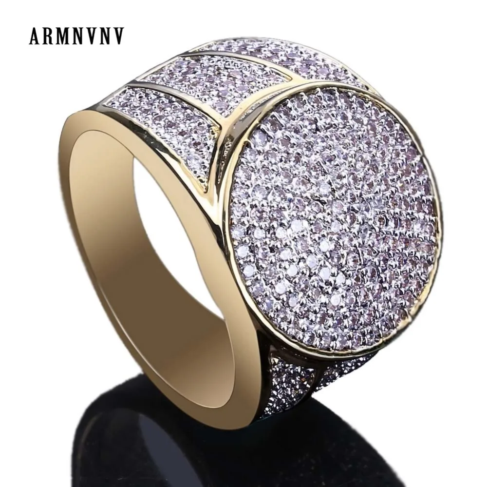 ARMNVNV хип хоп Рок Iced Out Bling Jewelry Кольцо золотого цвета микро проложить кубический