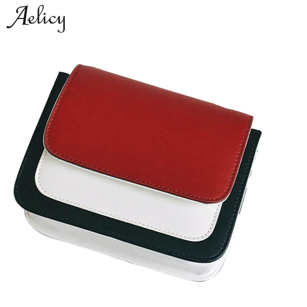 

Aelicy 5 Colors Famous Brand Design Chain Handbag PU Leather Patchwork Style Flap Bags Sling Shoulder bags Hot Sale 1004