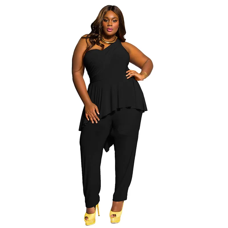 Online Buy Wholesale Evening Pants From China Evening Pants M-3XL Solid Hollow Out Casual New Women One Shoulder Black Plus Size Jumpsuit Playsuit - Online Buy Wholesale Evening Pants From China Evening Pants