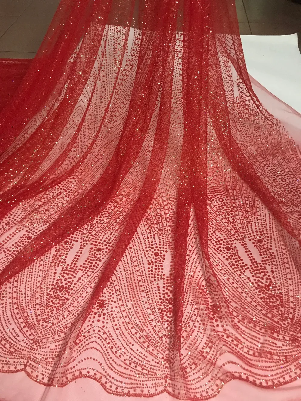 High Quality Glued glitter sequins Tulle Lace Fabric JIANXI.C-101416 Latest French Nigerian For Women Wedding | Дом и сад