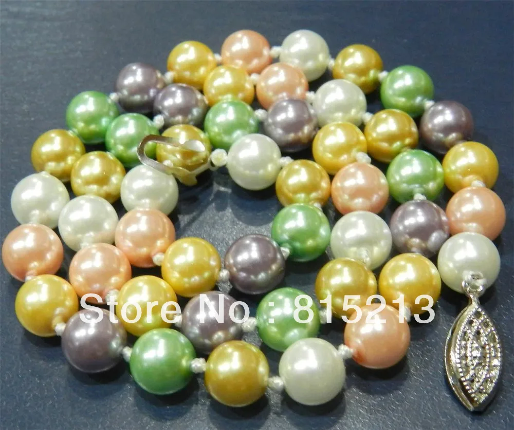 

ddh0097 8mm Multicolor south sea AAA shell pearl necklace 18 inches