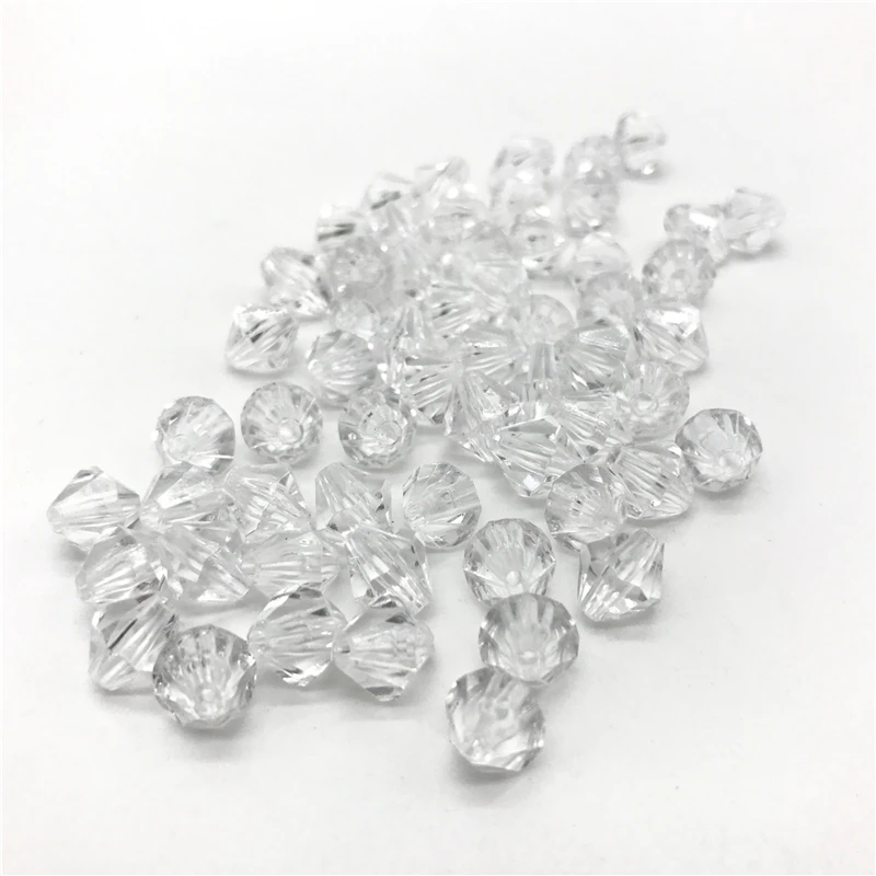 

6mm 8mm 10mm White Austria 5301 Faceted Bicone Crystal Acrylic Beads Loose Spacer Round Beads DIY Jewelry Making